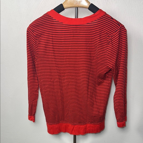J. Crew Red and Black Striped Cardigan - Picture 3 of 6